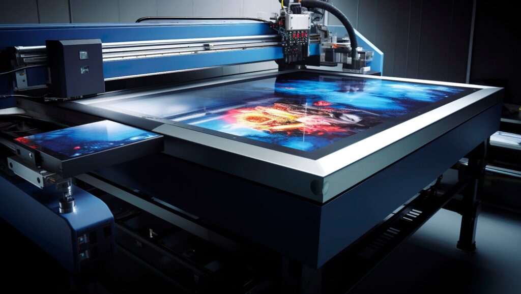 Ein Foto von einem UV-Flachbettdrucker